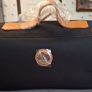 Men's Black and Tan Travel Briefcase - Classic Leather-Trim Carry